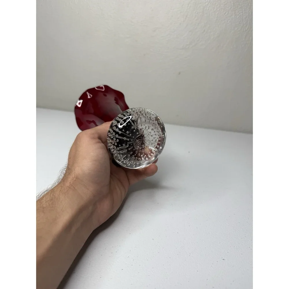 Pairpoint Ruby Vase Crystal Bubble Ball Connector Cadmium Glow
